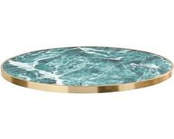 Oviala - Rond tafelblad in groen marmer met gouden rand, 60 cm - Montmartre