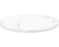 Oviala - Rond wit marmeren tafelblad met zilveren rand 60 cm