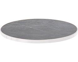 Oviala - Rond zwart marmeren tafelblad met zilveren rand 60 cm