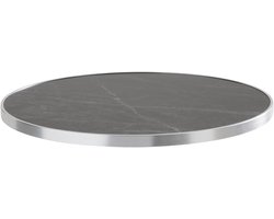Oviala - Rond zwart marmeren tafelblad met zilveren rand 60 cm - Montmartre