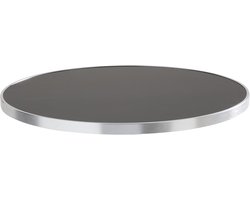 Oviala - Rond zwart tafelblad met zilveren rand 60 cm - Montmartre