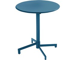 Oviala - Ronde bistro-tuintafel met opklapbaar blad Pacific blauw - Palavas