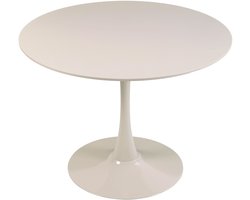 Oviala - Ronde eettafel voor 4 personen, 100 cm diameter, licht taupe - Fancy