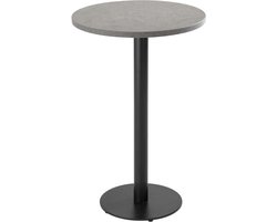 Oviala - Ronde hoge tafel met zwart onderstel en grijze betonnen bekleding