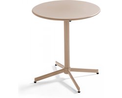Oviala - Ronde kanteltafel voor in de tuin, bistrostijl, in taupekleurig staal - Palavas