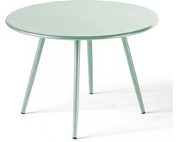Oviala - Ronde salontafel voor in de tuin, groen saliekleurig metaal, 40 cm - Palavas