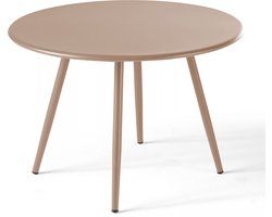 Oviala - Ronde tuin salontafel van taupekleurig metaal, 40 cm - Palavas