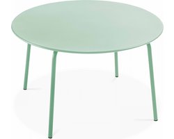 Oviala - Ronde tuin tafel van groen salie staal, 120 cm - Palavas