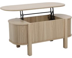 Oviala - Salontafel met opklapbaar blad 100x48 cm ovaal lichte houtnerf - Clover