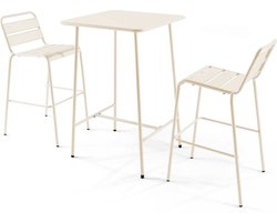 Oviala - Set bartafel en 2 hoge stoelen in ivoor - Palavas