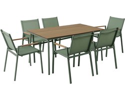 Oviala - Set met ovale tuintafel 150x90 cm en 6 stoelen groen - Valencia