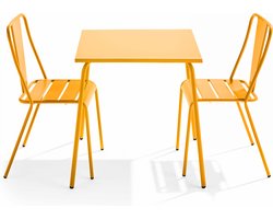 Oviala - Set tuintafel en 2 gele bistrostoelen - Palavas