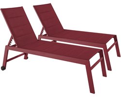 Oviala - Set van 2 aluminium en textilene ligstoelen in paars - Noumea