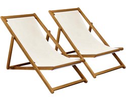 Oviala - Set van 2 ecru FSC acacia stoelen met 3 relaxstanden - Houlgate