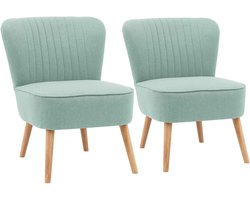 Oviala - Set van 2 fauteuils in crapaud-stijl van lichtblauwe stof - Madison