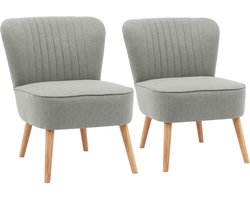 Oviala - Set van 2 fauteuils in crapaud-stijl van lichtgrijze stof - Madison