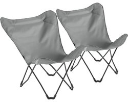 Oviala - Set van 2 grijze opvouwbare vlinderstoelen