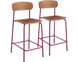 Oviala - Set van 2 hoge stoelen van metaal en bordeauxrood hout - Lila