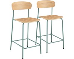 Oviala - Set van 2 hoge stoelen van metaal en lichtblauw hout - Lila