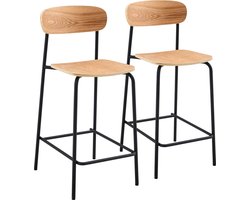 Oviala - Set van 2 hoge stoelen van zwart metaal en hout - Lila