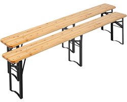 Oviala - Set van 2 inklapbare houten banken van 180 cm - Munich