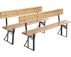 Oviala - Set van 2 inklapbare houten bierbanken met rugleuning - Munich