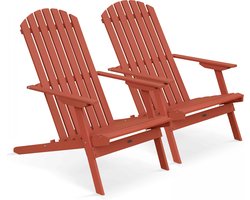 Oviala - Set van 2 inklapbare terracotta houten fauteuils
