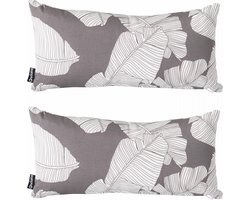 Oviala - Set van 2 kleine grijze polyester kussens 40 x 20 x 8 cm