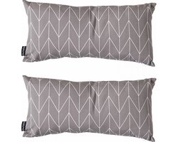 Oviala - Set van 2 kleine grijze polyester kussens 40 x 20 x 8 cm - Ica