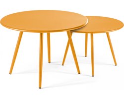 Oviala - Set van 2 lage tuin tafels in geel staal - Palavas