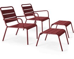 Oviala - Set van 2 paarse metalen relaxfauteuils met voetensteun - Palavas