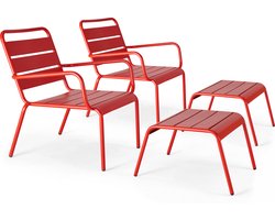 Oviala - Set van 2 relaxfauteuils met rode voetenbank - Palavas
