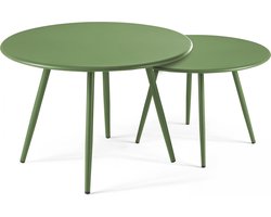Oviala - Set van 2 ronde salontafels van groen cactus staal - Palavas