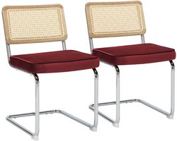 Oviala - Set van 2 stalen en bordeauxrode fluwelen stoelen - Betty