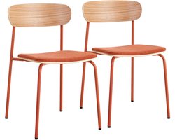 Oviala - Set van 2 stapelbare stoelen in oranje hout - Lexy