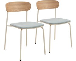Oviala - Set van 2 stapelbare stoelen van lichtblauw hout - Lexy