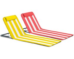 Oviala - Set van 2 strandslaapbanken in textiel in amandelgroen en papaja - Clic Clac des Plages
