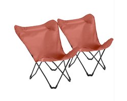 Oviala - Set van 2 terracotta opvouwbare vlinderstoelen