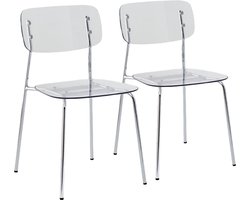Oviala - Set van 2 transparante stoelen in staal en kunststof