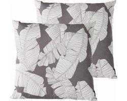 Oviala - Set van 2 vierkante polyester abaca grijze kussens 45x45x8 cm - Quito