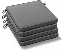Oviala - Set van 4 grijze polyester stoelkussens 40x40x3 cm