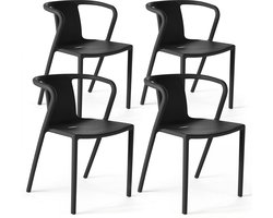 Oviala - Set van 4 zwarte plastic stoelen - Berlin