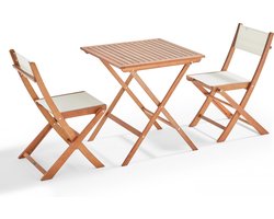 Oviala - Set van een inklapbare vierkante tafel en 2 inklapbare witte stoelen - Sete