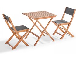 Oviala - Set van een inklapbare vierkante tafel en 2 inklapbare zwarte stoelen