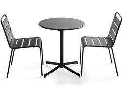 Oviala - Set van een ronde tuin tafel en 2 grijze stoelen - Palavas