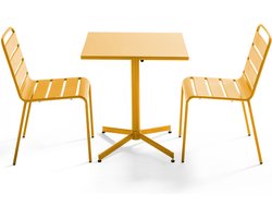 Oviala - Set van een vierkante tuin tafel en 2 gele stoelen - Palavas