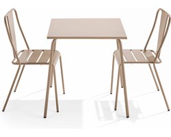 Oviala - Set van een vierkante tuin tafel en 2 taupe bistro stoelen - Palavas
