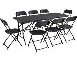 Oviala - Set van inklapbare zwarte tafel en stoelen - REKKEM