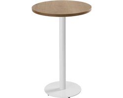 Oviala - Tafel hoog rond 60 cm witte poot en lichte houten bekleding - Rivoli
