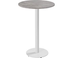 Oviala - Tafel hoog rond 60 cm witte poot en lichtgrijze betonnen bekleding